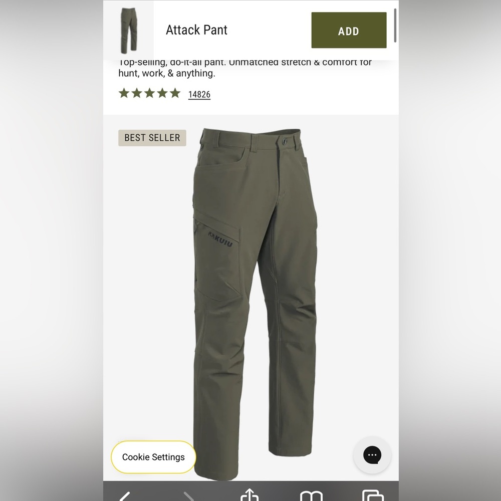 KUIU Men's Ash Cargo Pants -NWT size 38 Tall